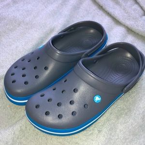 Gray Crocs with Blue Band